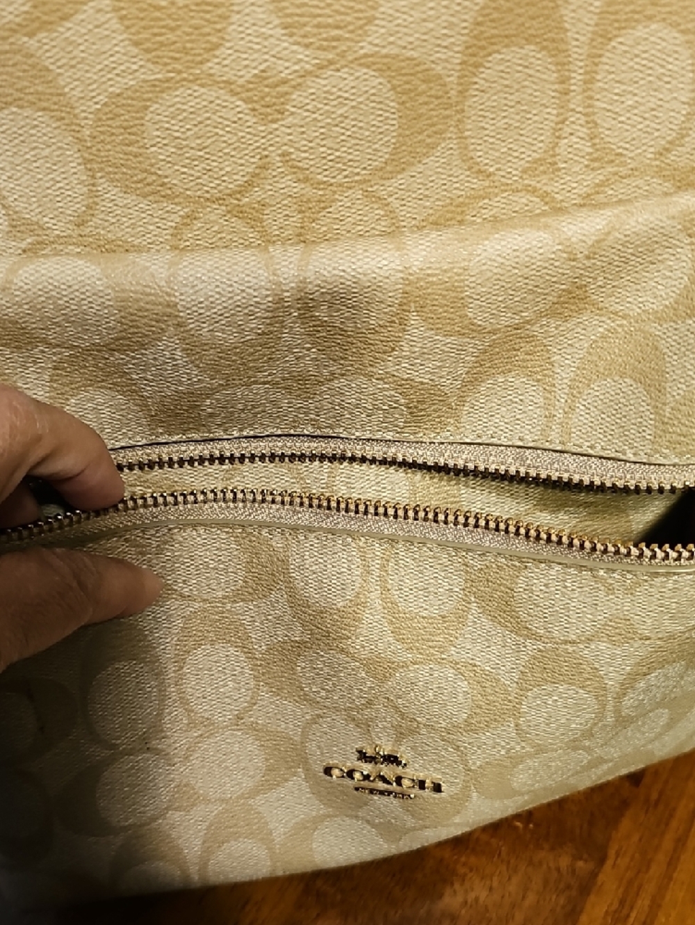 COACH Beige and Gold Signature Backpack - Picture 9 of 9